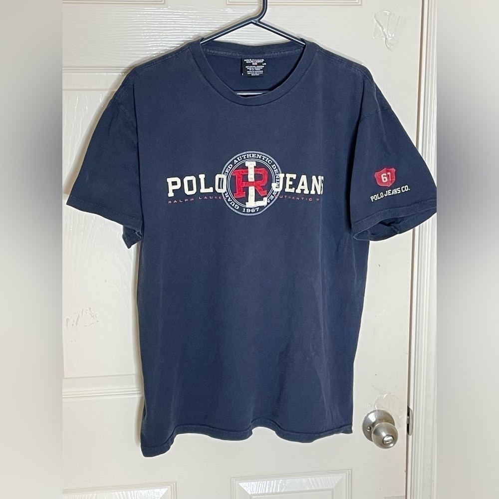 Vintage 90s Polo Jeans Co Embroidered Shirt Ralph Lauren Athletic Preppy Men L  - Picture 8 of 13